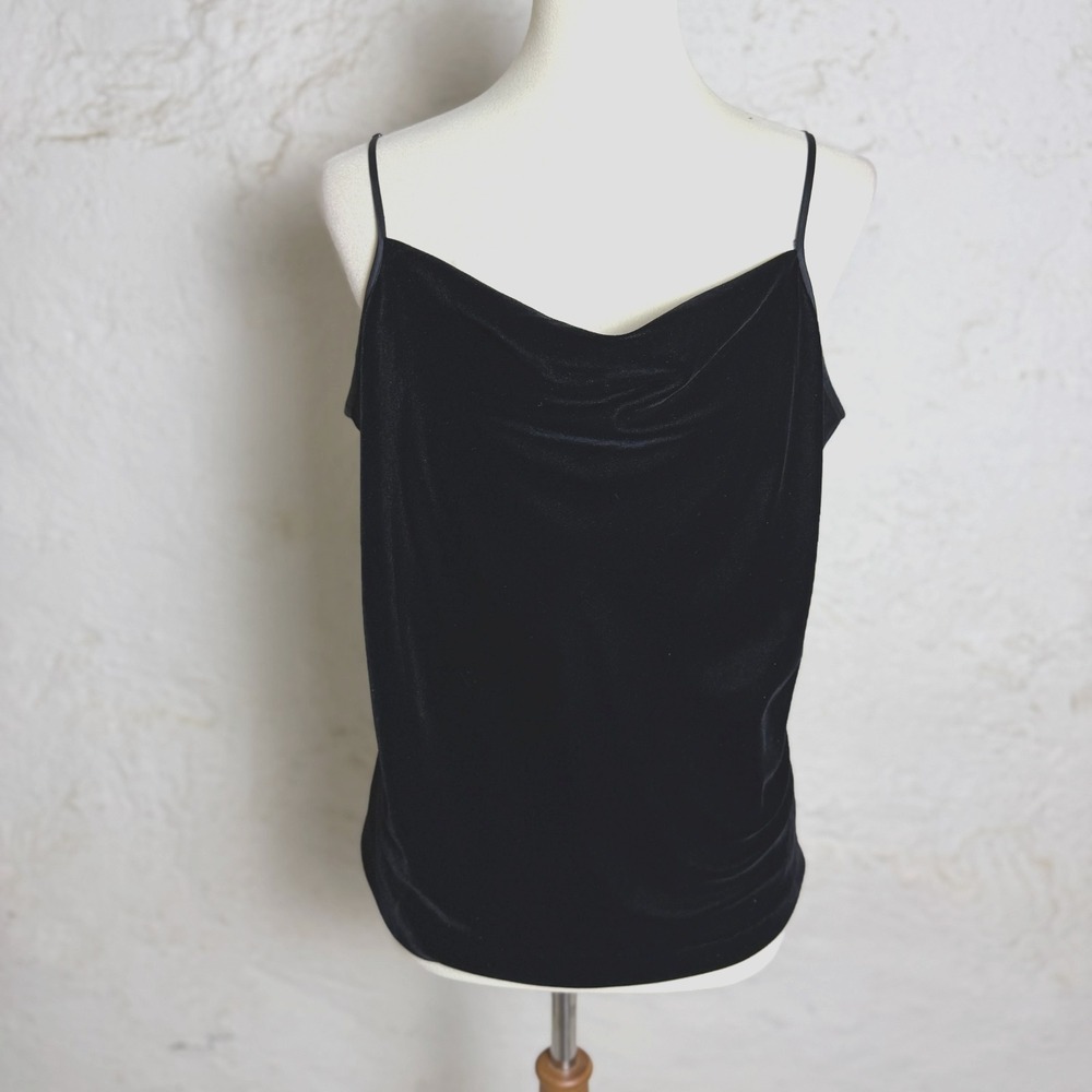 Banana Republic Black Velvet Cowl Neck Camisole Size L Going Out Top Y2K Party